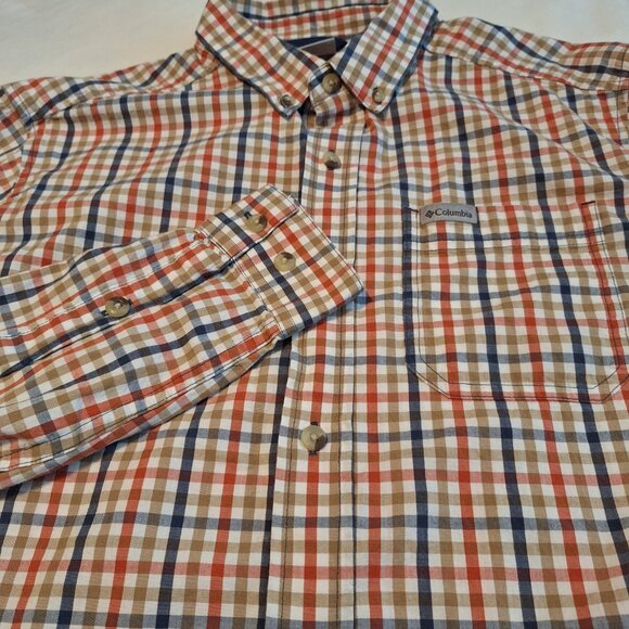 Men’s Columbia Long Sleeve Colorful Plaid Button-Down‎ Shirt Logo Pocket Size M - Picture 2 of 11